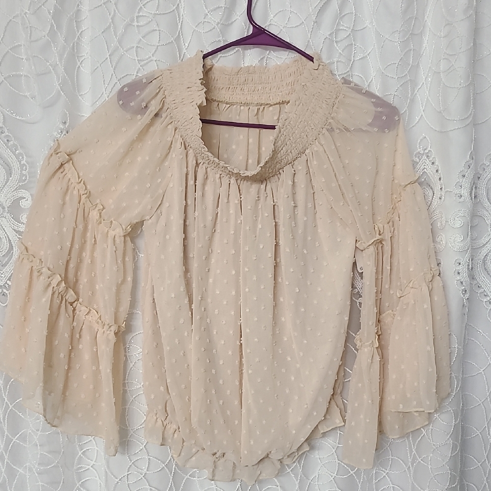 RB Elegant Sheer Cream Women's Top